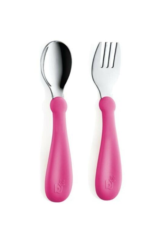 Juego de tenedor y cuchara de acero inoxidable, color rosa