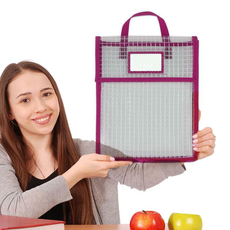 Mesh Zipper Pouch Transparent Student Document Bag With Handle Children's Handbag Tutoring Book Bag Zip Folders Multipurpose For