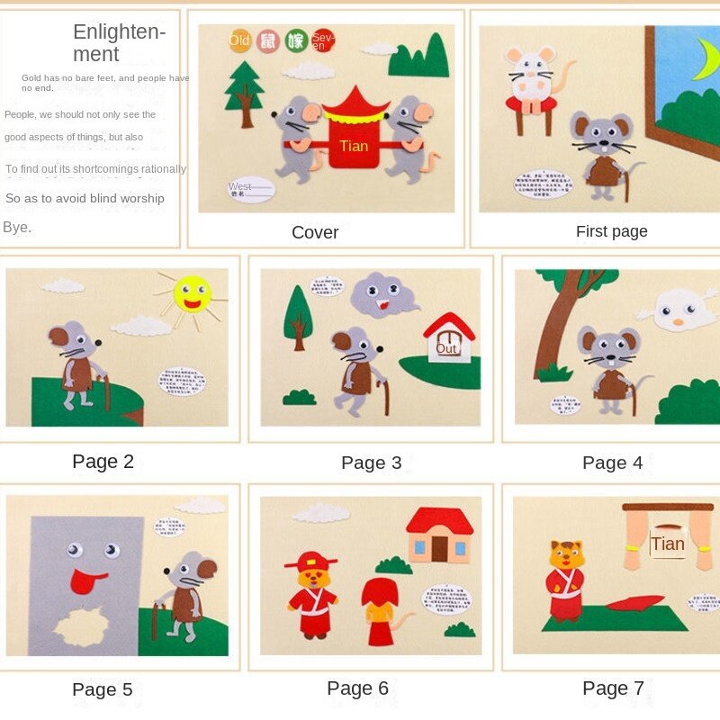DIY Stiker Non-tenun Buatan Tangan DIY Mainan Bahan Paket Pola Proyek Kerajinan Pengajaran Mainan Pendidikan untuk Anak-anak Baru
