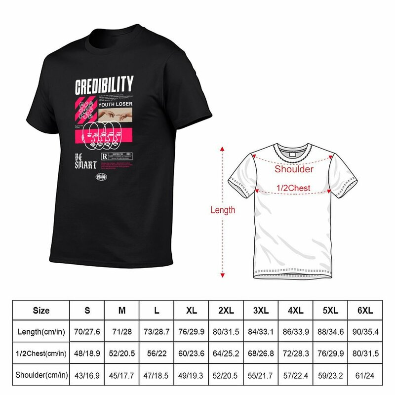 Credibilità-collezione autunno 23 t-shirt top kawaii abbigliamento uomo magliette grandi e alte