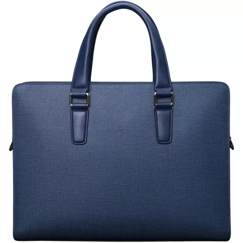 남성용 블루 가죽 비즈니스 서류 가방, 대용량 핸드백