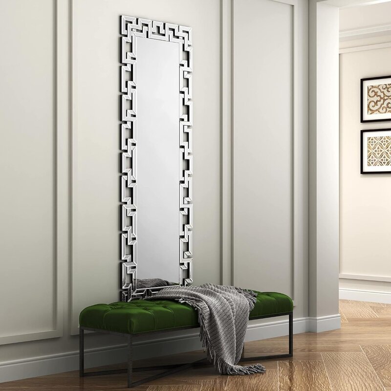 Espejo decorativo de cuerpo completo para dormitorio, espejo de tocador montado en la pared, colgante vertical o rectangular inclinado, 65 ''x 22''