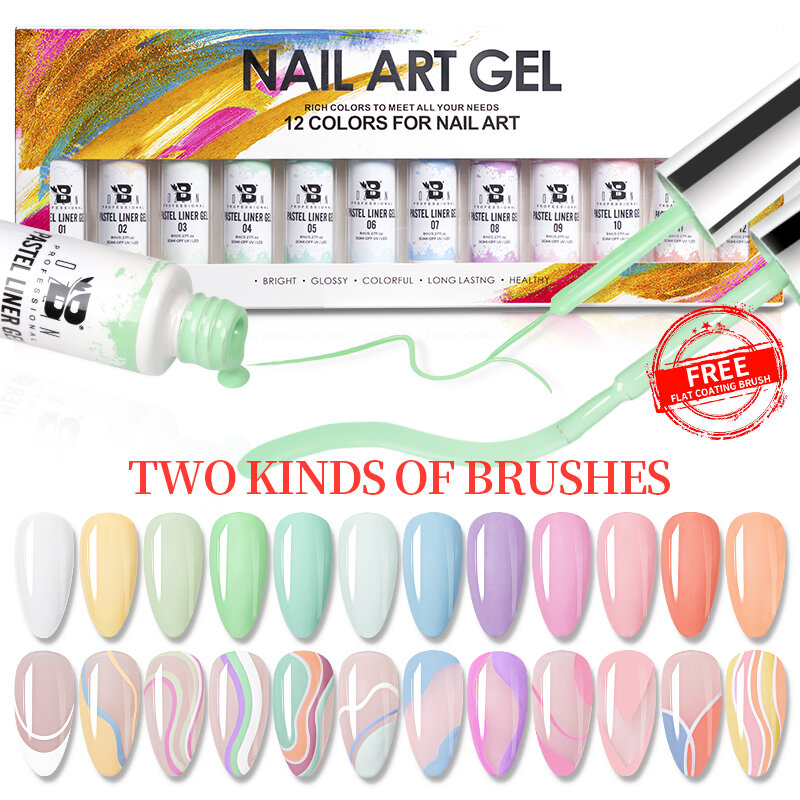 8ML Malerei Gel Nagellack Pastell Liner Gel Kit Nail art Bunte Semi Permanent Varnish Soak Off UV Gel polnischen DIY Zeichnung