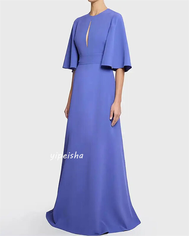 Бальное платье, вечернее трикотажное платье с оборками, обручальное ТРАПЕЦИЕВИДНОЕ ПЛАТЬЕ С Круглым Вырезом на заказ, длинные платья, Саудовская Аравия