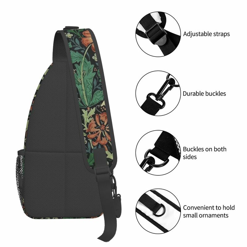 William Morris Compton Sling Bags Peito Crossbody Ombro Sling Mochila Outdoor Sports Daypacks Floral Art Homens Mulheres Satchel
