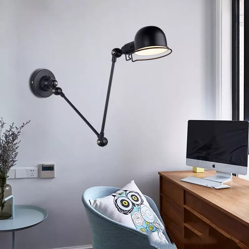 Nowoczesny Rocker regulowana lampa ścienna kreatywna mechaniczna narzuta chowana oświetlenie naścienne LED wystrój ścian salonu do sypialni