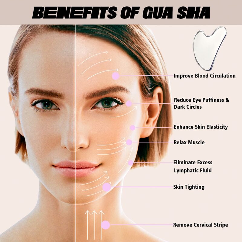 2024 nowe narzędzia do twarzy Gua Sha skrobanie urządzenie do masażu stali nierdzewnej SUS304 gładka terapia SPA dla twarzy gua shua