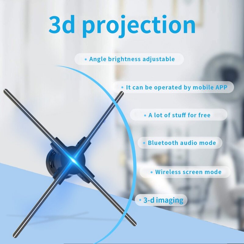 Proyector de ventilador holográfico 3D, máquina de publicidad, WiFi, suspensión estéreo, imagen aérea Virtual, pantalla combinada, inglés, 56cm