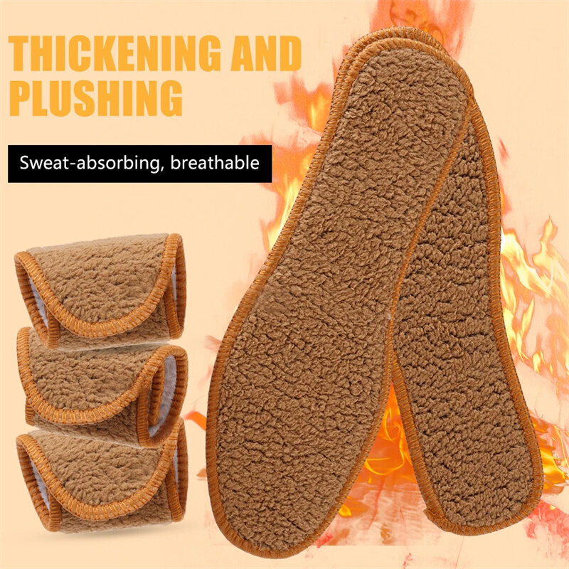 2 Pair Winter Warmer Self-Heated Insoles Feet Massage Thermal Thicken Wool Insole Outdoor Sports Ski Warm Shoes Pads Accessories