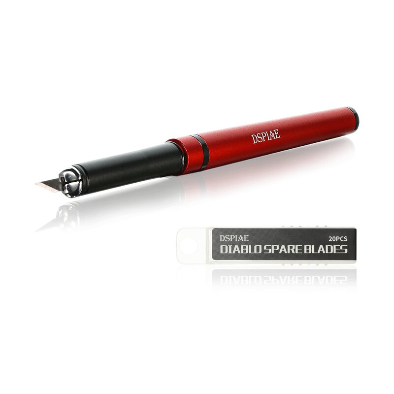 DSPIAE Dk-1 알루미늄 합금 펜 나이프, 21 개 블레이드 샤프, 41 개 블레이드 샤프 12x12x147mm 레드