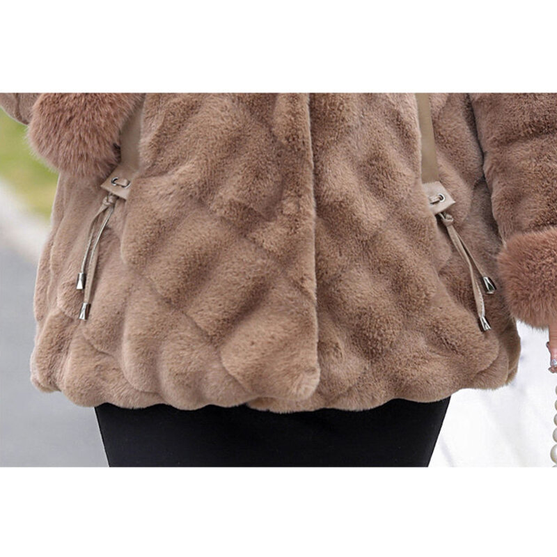 Cotton-Padded Fur Jacket for Women, Loose Overcoat, Thickened Coat, Warm Outwear Tops, One Pike Coat, Autumn Winter, 5XL, New