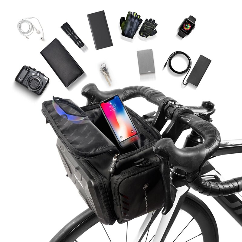 حقيبة دراجة برية بسعة كبيرة ، أنبوب أمامي مقاوم للماء ، حقيبة ركوب الدراجات ، مقود MTB ، حزمة سلّة صندوق ، ملحقات الدراجة