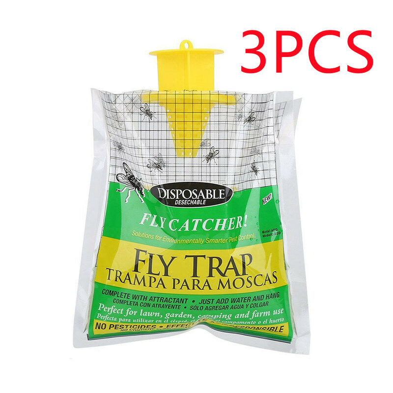 3pcs Newly Fly Trap Bags Fly Catcher Insect Trap Hanging Bait Bag Catcher For Outdoor Garden Pest Catcher For Garden Supplies