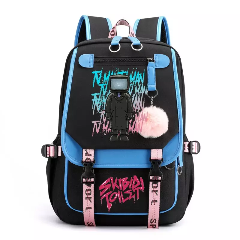 Skibidi-mochila de aseo para niñas y mujeres, morral de lona para ordenador portátil, con dibujos animados de Titans, TV, hombre, Bolsa Escolar, regalo