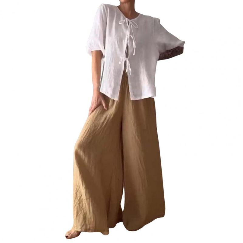 Tuta moda autunno pantaloni Casual a gamba larga da donna Top manica corta Set da 2 pezzi per l'home Office o per l'escursionismo per le donne