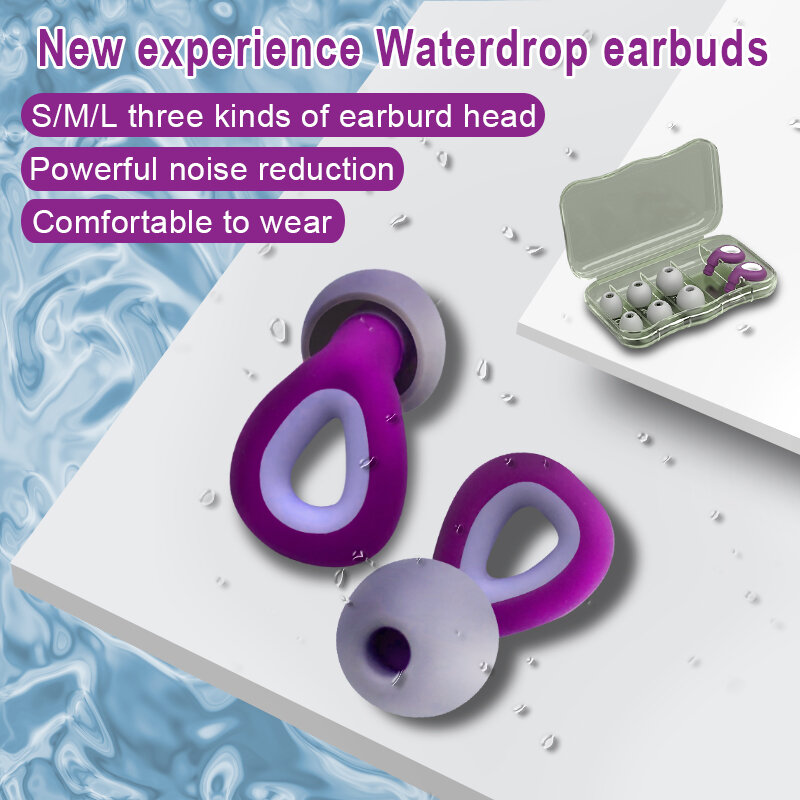Xinkazor-tapones para los oídos de silicona para dormir, tapones de reducción de ruido, impermeables, antirruido