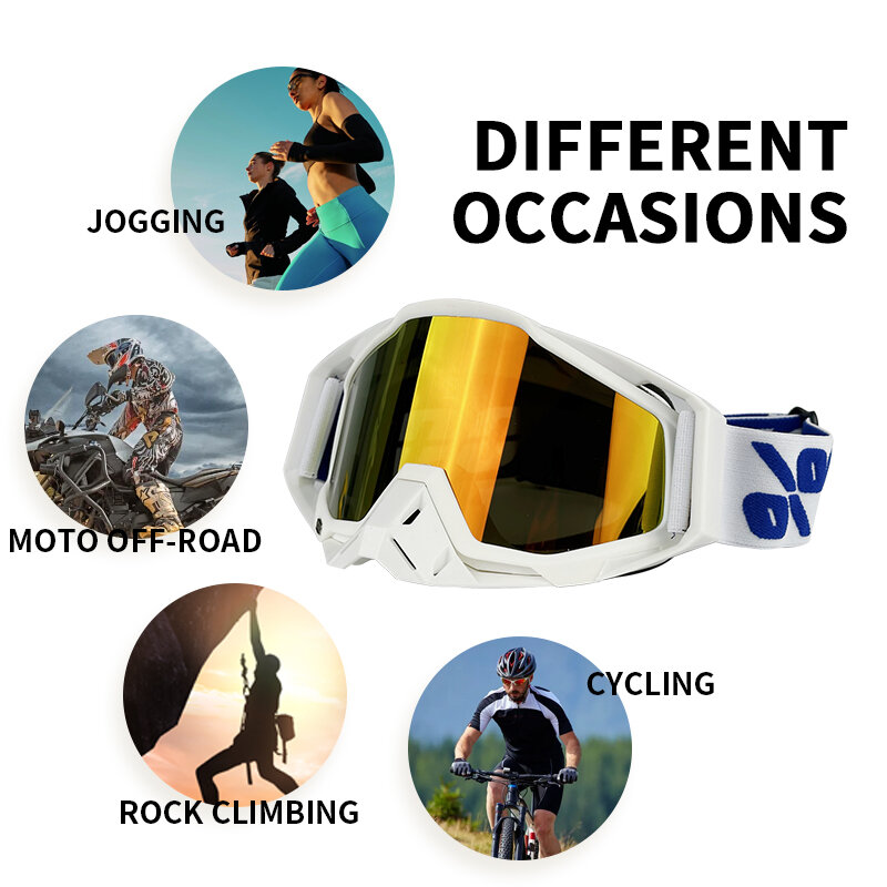 Kacamata bersepeda Motocross, kacamata bersepeda untuk 100, kacamata sepeda motor MTB ATV, kacamata hitam off-road pelindung