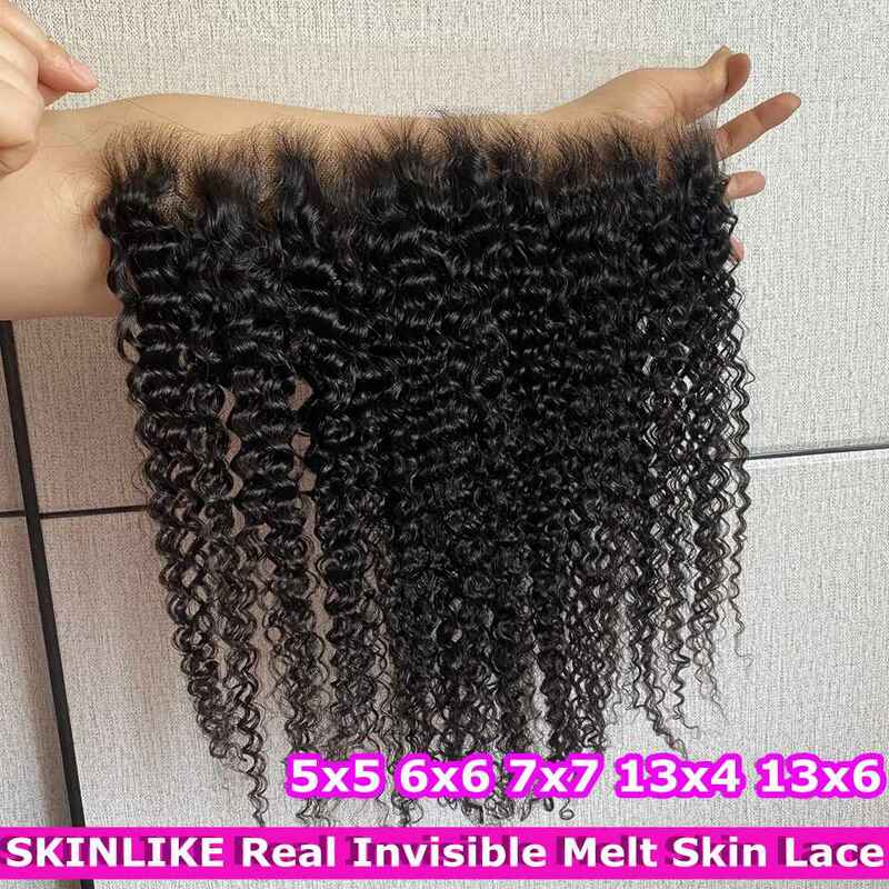 Deep Curly 13x6 Full Frontal Only Human Hair Real invisible HD Lace Melt Skins Deep Wave 6x6 7x7 Lace Closure Only Remy Hair