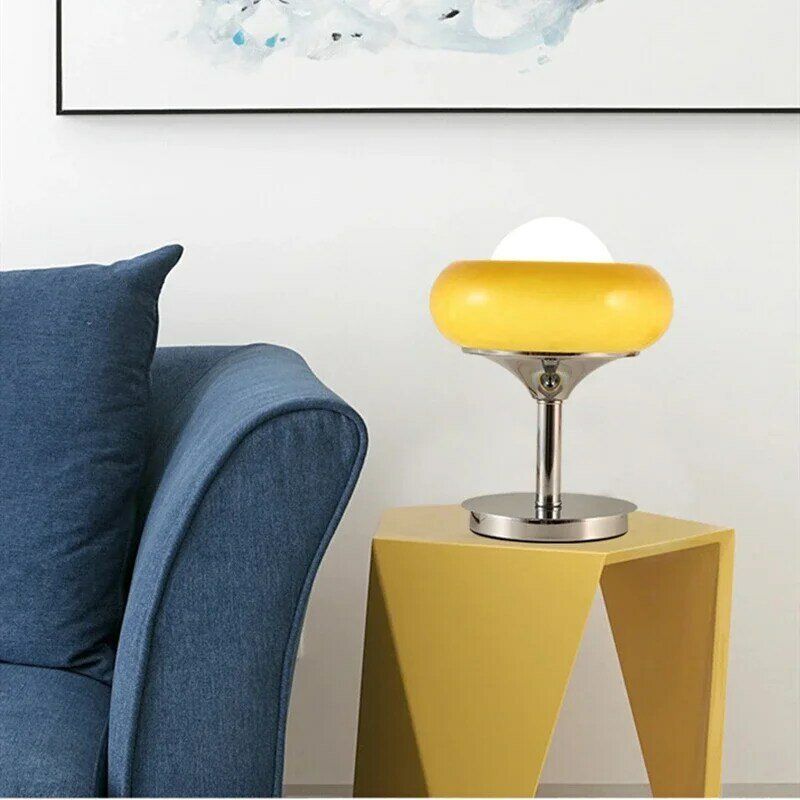 Настольные лампы в виде пончика в стиле ретро E27, стеклянное украшение для яиц, прикроватное освещение для спальни, фоновое освещение для гостиной, атмосфера