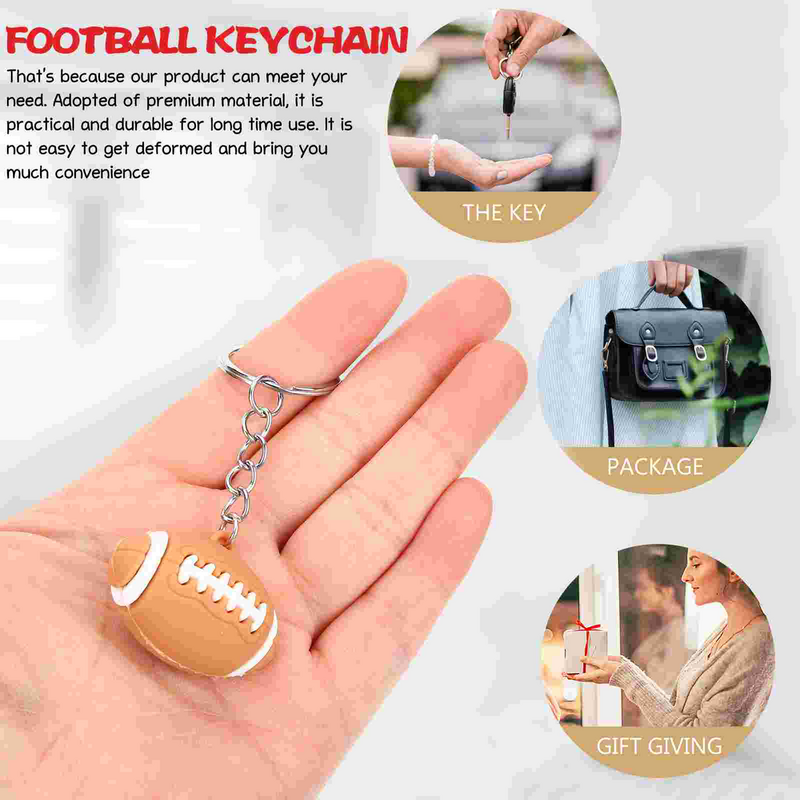 Persediaan liontin kunci gantung, 12 buah dekorasi Model Rugby, perlengkapan liontin olahraga