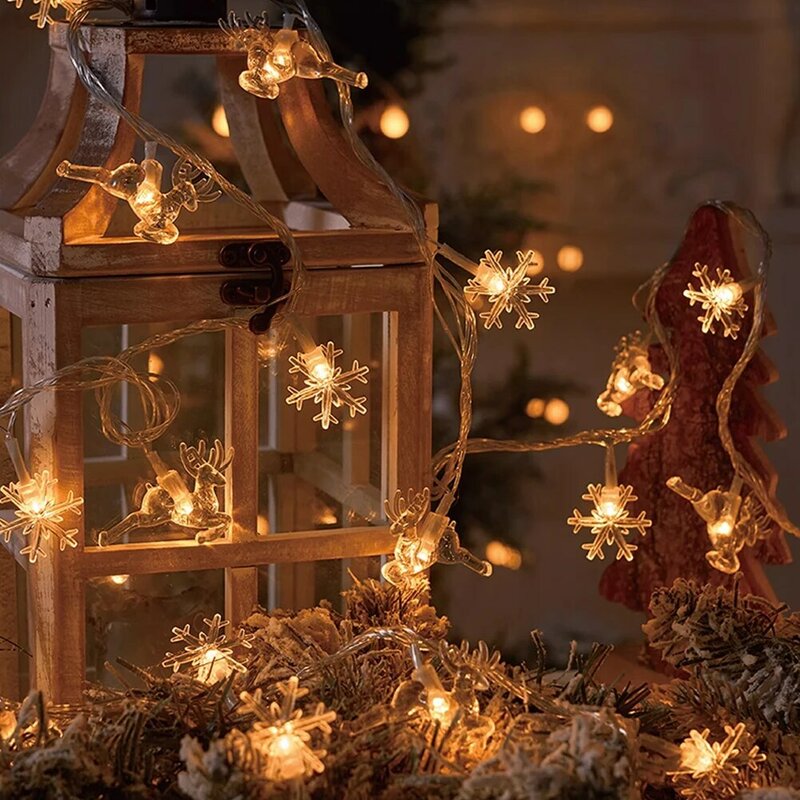 Guirnalda de luces LED con forma de copo de nieve para Navidad, decoración para fiesta, hogar, Papá Noel, regalos, Feliz Año Nuevo, 2023