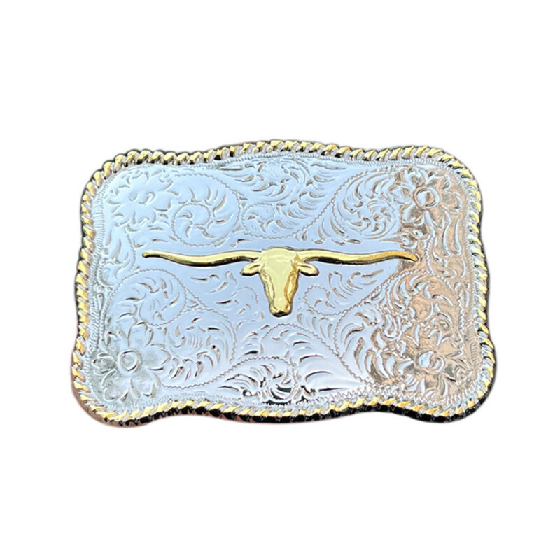 Golden bull's head belt buckle Western style Europe and America