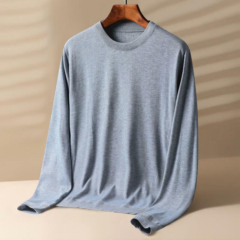 Suéter de punto con cuello redondo para mujer, suéter de manga larga, suave, antiencogimiento, Color sólido, acogedor, Otoño e Invierno