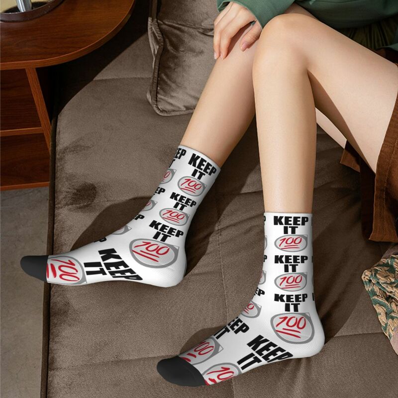 Keep It 100 Socks Harajuku Sweat Absorbing Stockings All Season Long Socks Accessories for Unisex Birthday Present