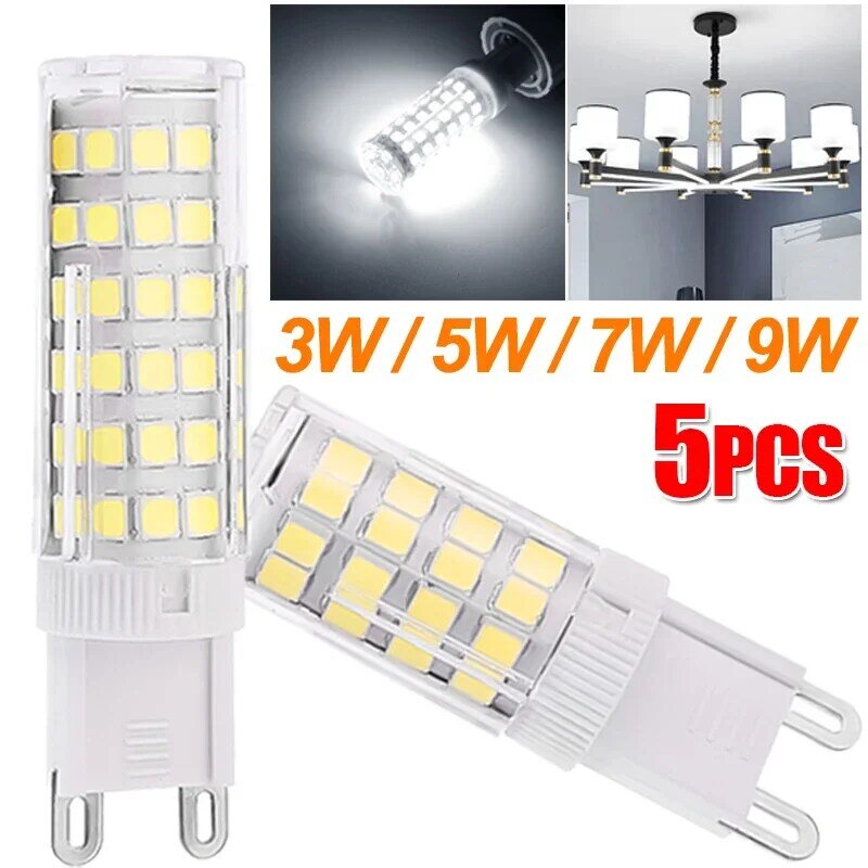 Lámpara LED G9 de 5/1 piezas 220V, 3W, 5W, 7W, 9W, foco blanco de 6000K, reemplazo de luz halógena, ahorro de energía para el hogar, cuentas brillantes