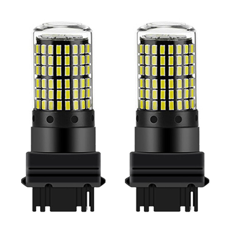 Lampu LED bohlam untuk mobil, bohlam lampu rem ekor mobil tinggi terang 3156 P27W T25 3014 144Smd, 2 buah