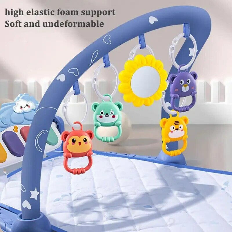 Baby Floor Mat Activity Gym Large Piano Gym Pad Baby Activity Playmat Piano Gym Center With Music & Lights Visual Hearing Touch