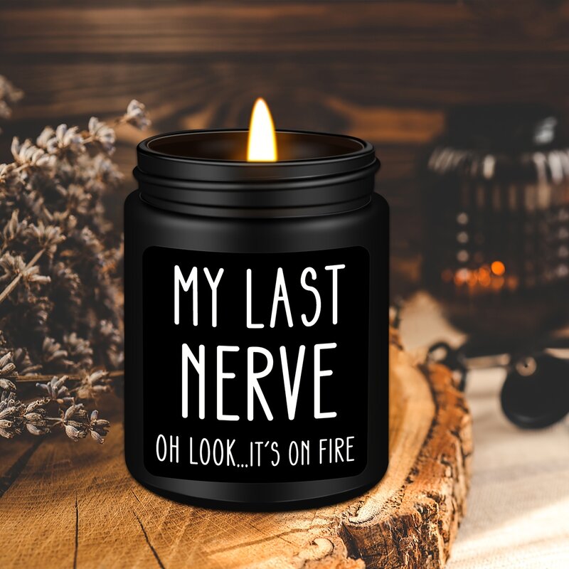 1pc Handcrafted Soy Wax Candle - Humorous My Last Nerve Design - Ideal Gift for Him on Birthdays, Anniversaries, and More - Pe F