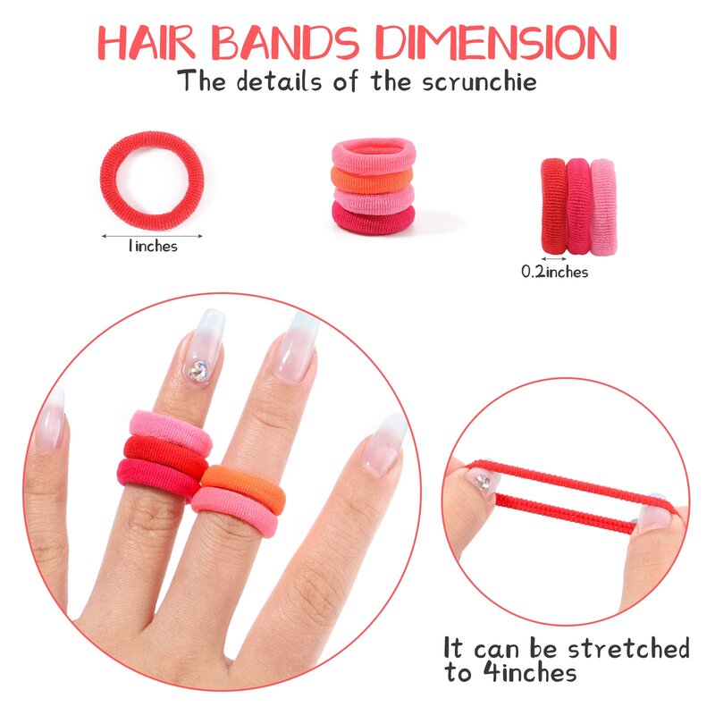 100/300/500PCS Colorful Basic Nylon Ealstic Hair Band For Girls Ponytail Hold Scrunchie Rubber Band Kid Fashion Hair Accessories