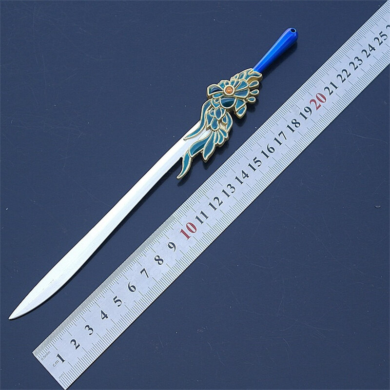 Dinastia Han antiga chinesa Alloy Sword, abridor de cartas, arma pendente, pode ser usada para RPG, 22cm