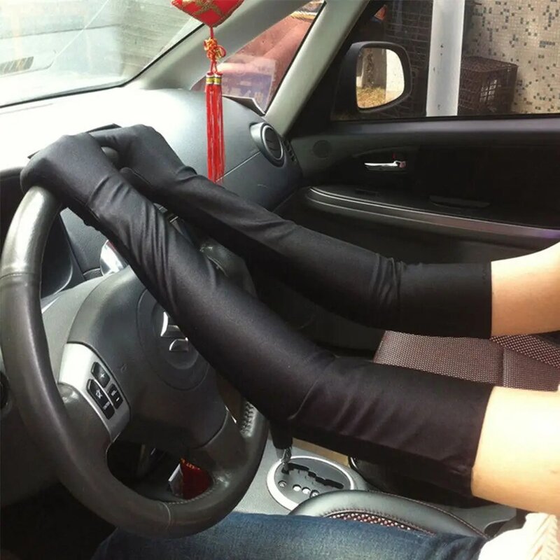 Kobiety damskie z filtrem przeciwsłonecznym satynowe przyjęcia długie rękawiczki rękawica silikonowa rękawiczki do jazdy rękawice balowe