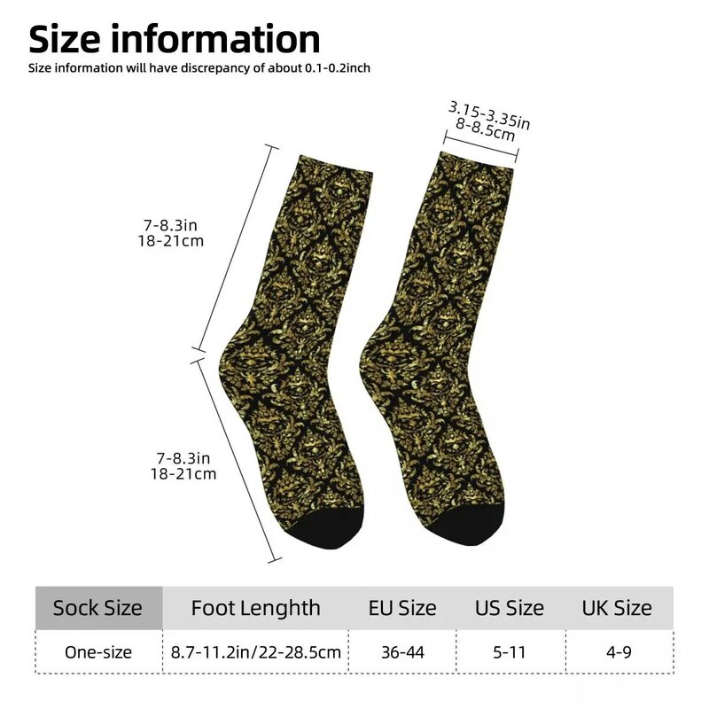 Gold Baroque Floral Stockings Women Geometric Socks Quality Modern Socks Winter Climbing Non-Slip Design Socks Birthday Gift