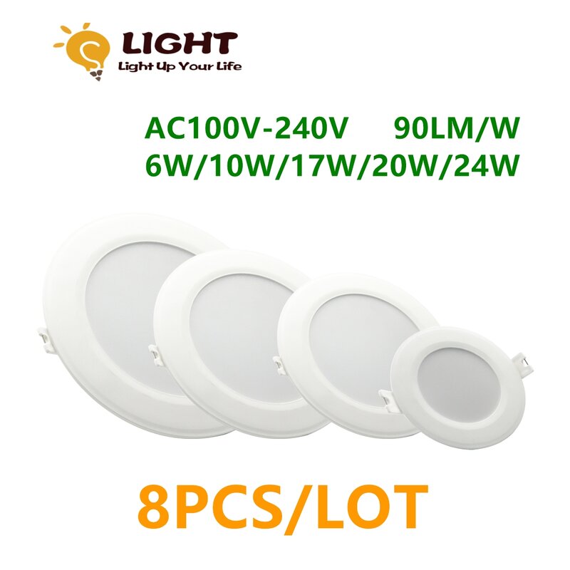 Lámpara LED de cielo descendente, luz blanca cálida superbrillante, ultra delgada, oscura, AC120V, AC220V, 6W-24W, 8 piezas, nueva