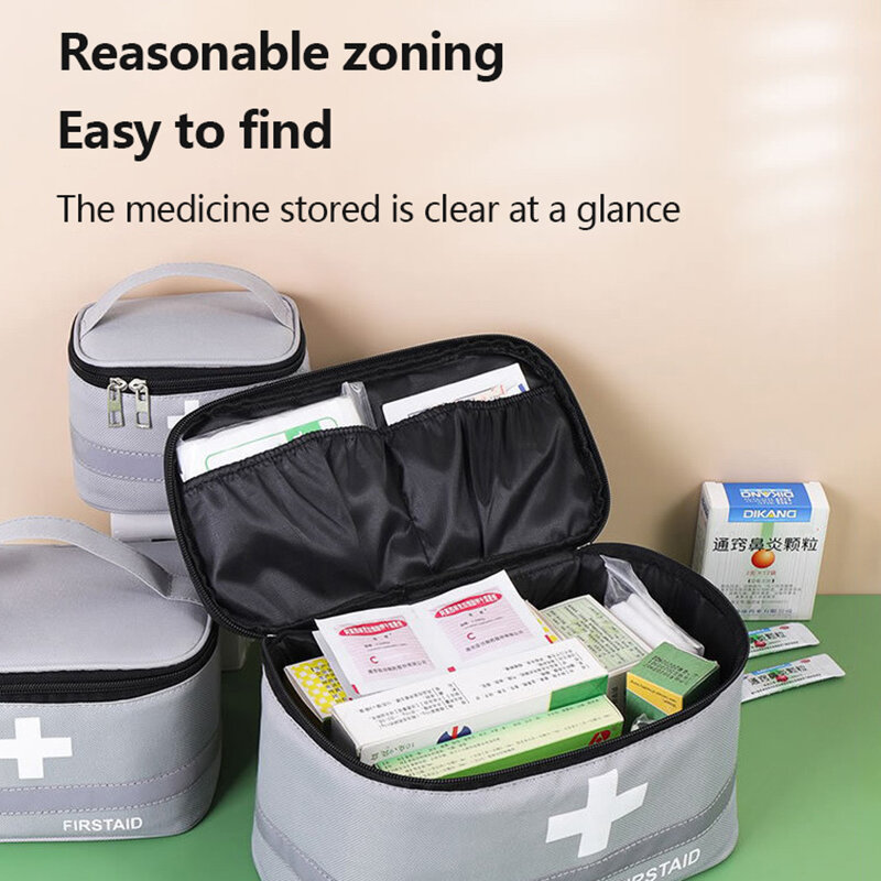سعة كبيرة الطب تخزين حقيبة المحمولة الطبية عدة المنزل الإسعافات الأولية بقاء حقيبة حقيبة الطوارئ للسيارة