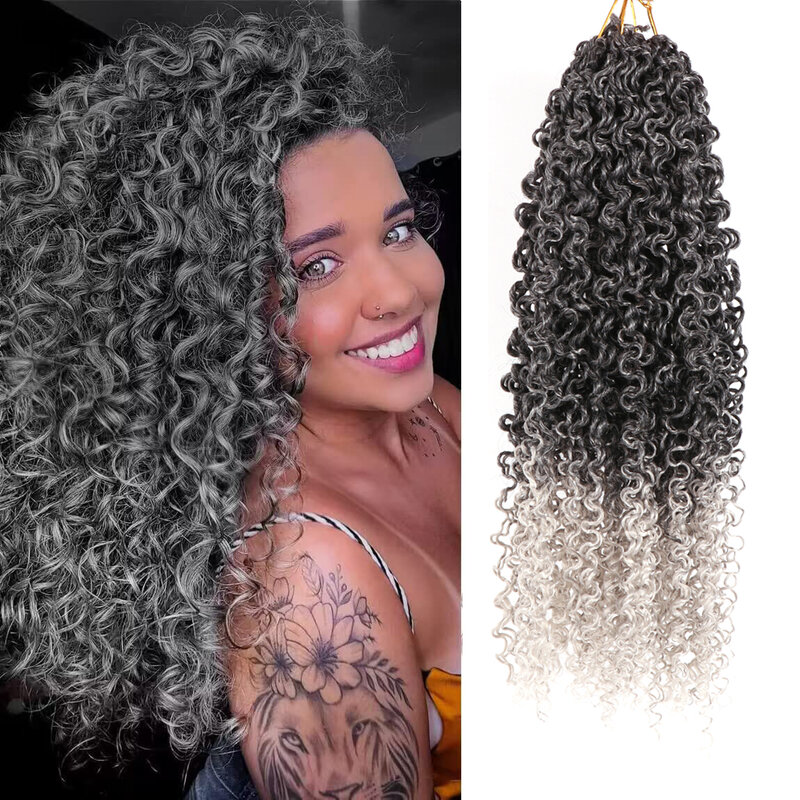 GoGo завитые вязанные крючком волосы 14 дюйм плетение волос faux locs Curly глубокие вкрученные вязанные крючком волосы водная волна синтетическая оплетка волосы для женщин