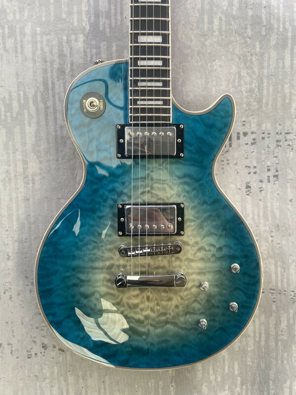 2024NEW! Gitar listrik, memiliki G logo, dibuat di Cina, veneer bunga besar, tubuh mahoni biru, kustom,