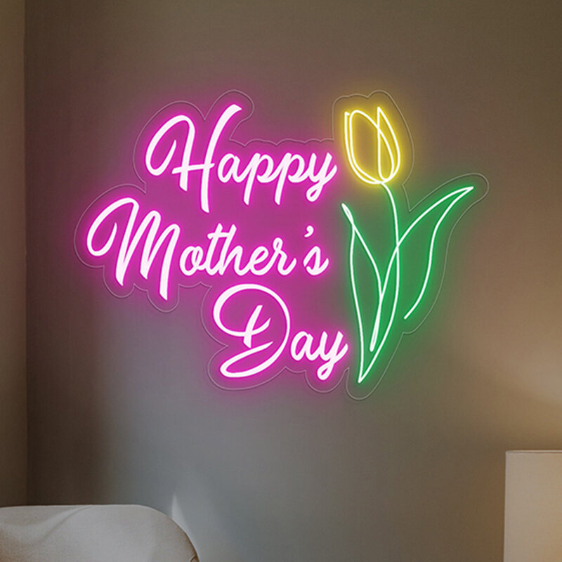 Happy mother's Day Neon Sign Custom Neon Signs Mothers Day Decor Floral Led Neon Party Decoration Night Light regali personalizzati