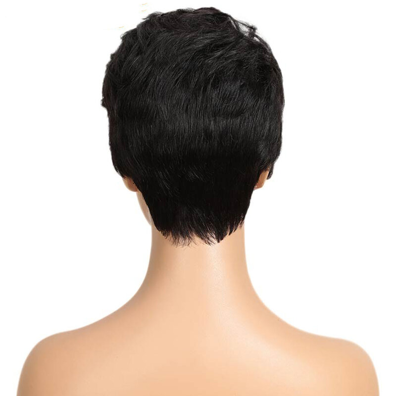 Brasileiro Liso Pixie Lace Perucas de Cabelo Humano para Mulheres Negras, Castanho Natural, Loiro Remy Hair, Short Cut Wig