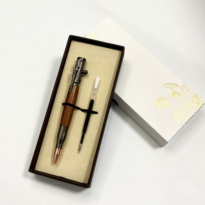 Pen-pressing Gel Pen Ballpoint Pen Solid Wood Metal High Value Military Fan Pen Male Students
