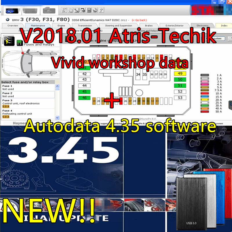 2022 Hot Nieuwste Versie Autodata 3.45 Auto Reparatie Software Auto-Gegevens 3.45 Auto Software Informatie Auto Data Installeren Video guid
