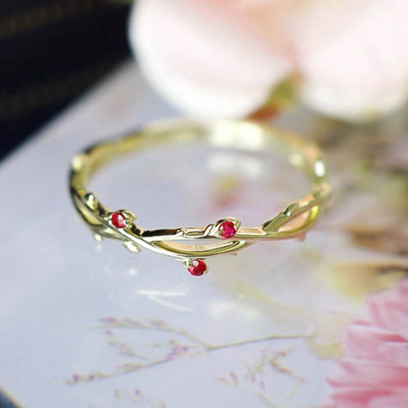 Cincin Wanita Cabang Sederhana 3 Warna dengan Zirkon Warna Rose Gold Cincin Jari Desain Berongga Perhiasan Pesta Aksesori Wanita Anel