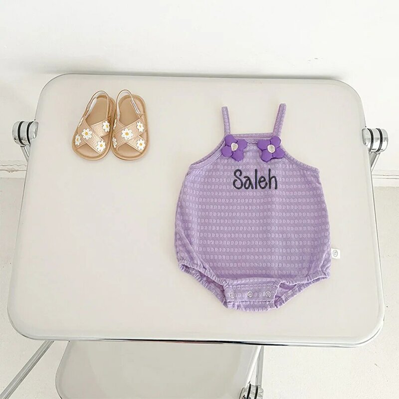 2024 neuer Sommer Baby Hosenträger mit Gesäß, personal isierte bestickte benutzer definierte Baby Tank Top ärmellosen Overall