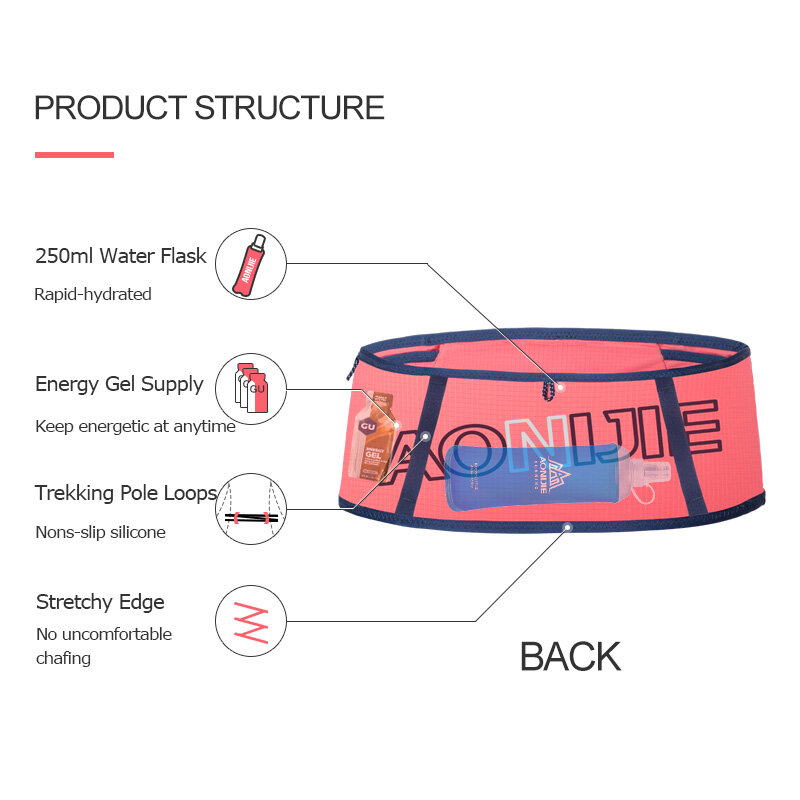 AONIJIE Unisex Hydration Running Belt Superlight Running Waist Bag Trail Marathon Gym Workout Fitness Mobile Phone Holder W8101