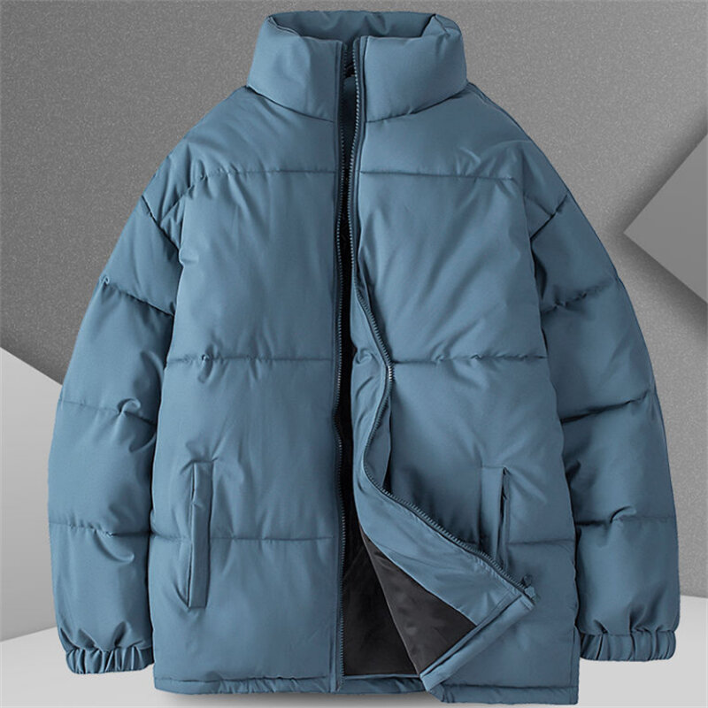 Новинка 2024, мужская хлопковая одежда, теплые пальто с воротником-стойкой, повседневное модное мужское пальто на молнии