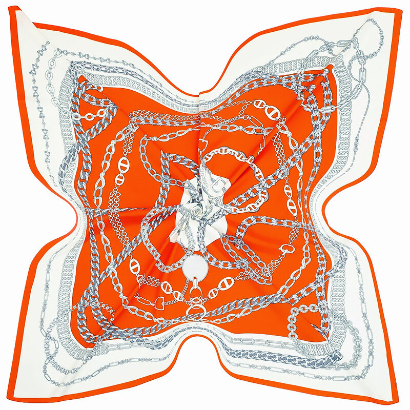 Lenço de seda quadrado de corrente para mulheres, xale, pashmina, lenço, lenços para senhoras, Balaclava, Bandana, BeachTowel, Design de moda, 130cm
