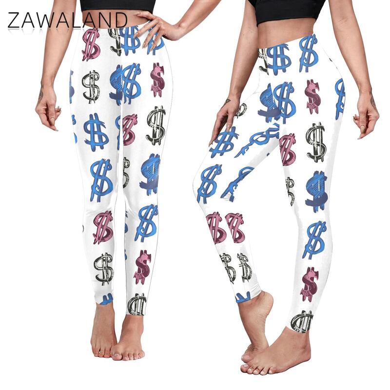 Zawaland Fashion Slim Women Leggings 3D Digital High Waist Casual Pencil Ladies Fitness Push Up Punk Gothic Harajuku Leggings